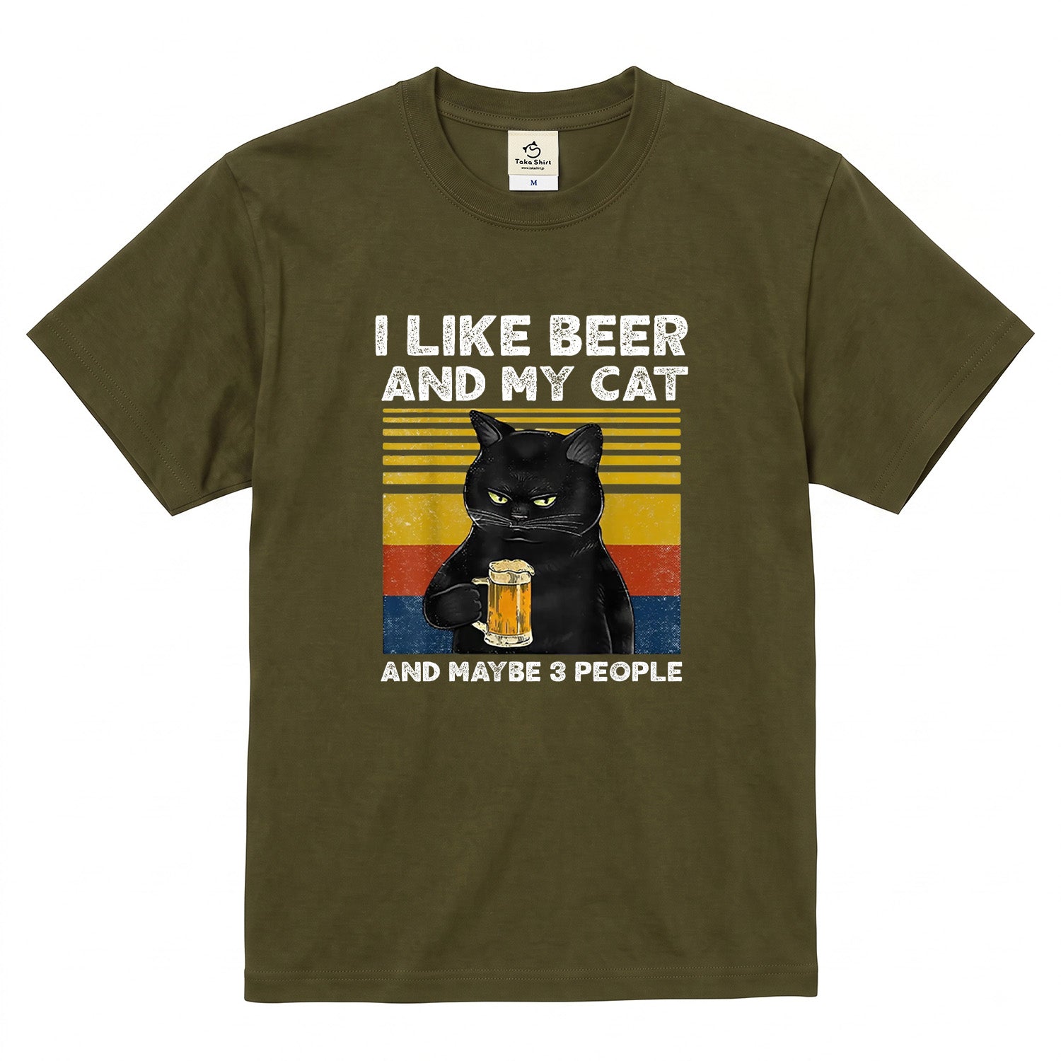 猫とビールが好き Tシャツ|I LIKE BEER AND MY CAT|飲み会・居酒屋で話題